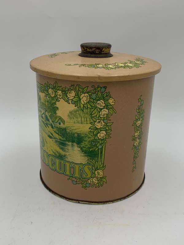 Vintage Tin - Pink and Green Collectable