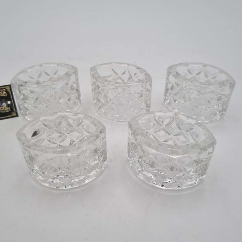 Set of 5 Waterford Crystal Napkin Rings