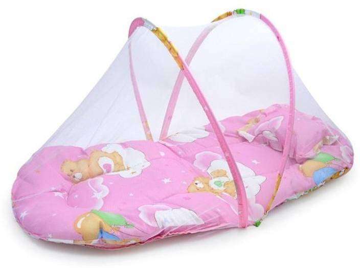 Baby Cushion Bed with Mosquito Net (BLUE/PINK)