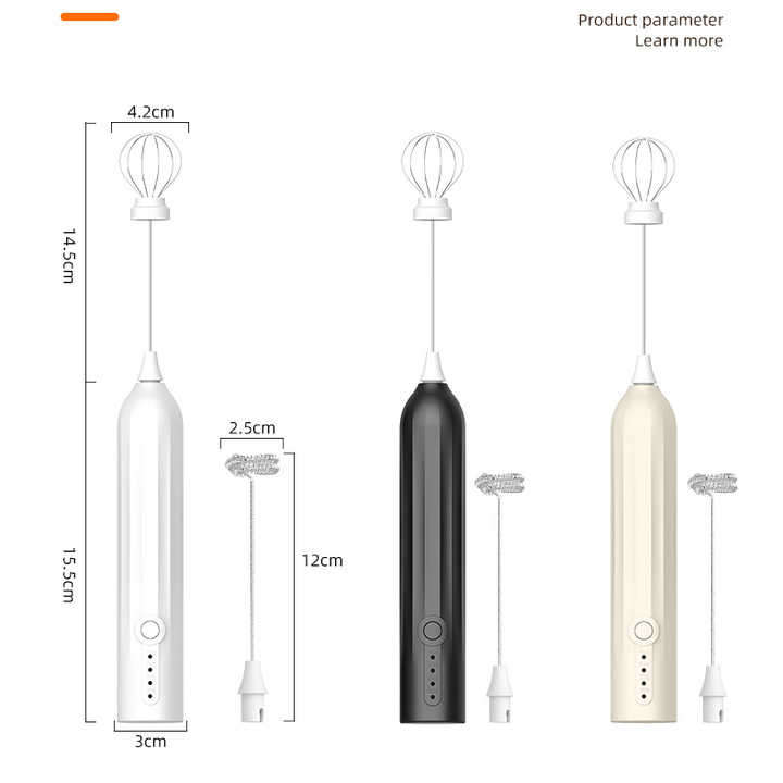 USB Electric Handheld Foam Maker Egg Beater Milk Frother Stainless Steel Wireless Coffee Cappuccino