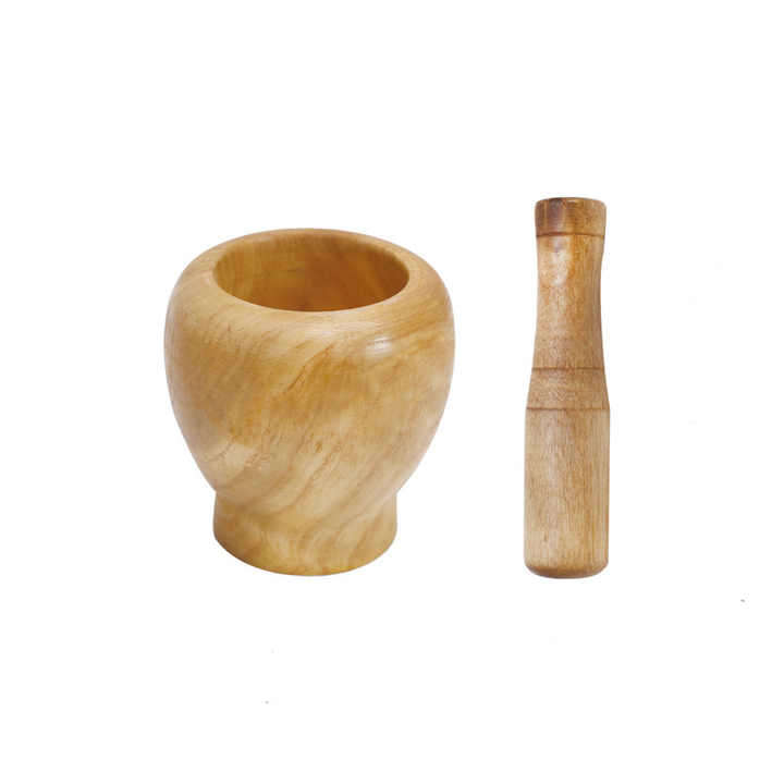 Solid Wood Garlic Pounder, Herb Grinding Bowl, Wooden Garlic Masher, Household Wooden Mortar for Min