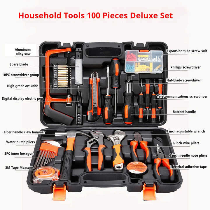 38pcs Household Tool Set With Pliers Measure Tape Saw in Hard Case for Home Combination Hand Tool Se