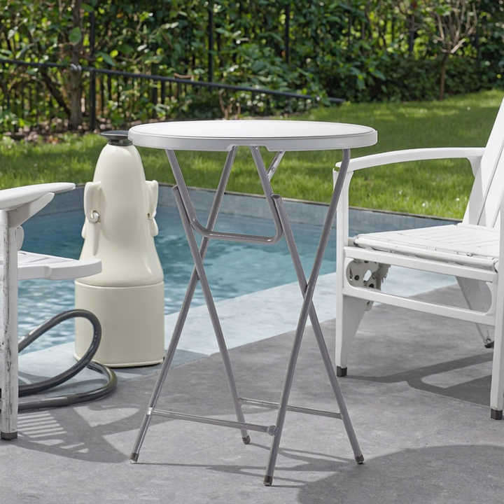 60CM Folding Bistro Table for Outdoor Garden Dining & Hotel Use Foldable Plastic High Bar Table for