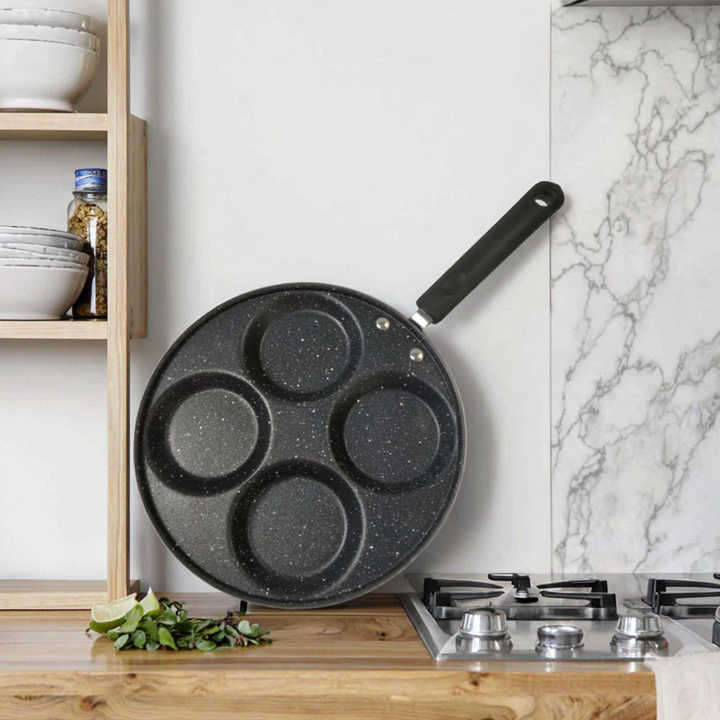 4 Hole Non-stick Frying Pan Carbon Steel Hybrid Egg Omelet Frying Pan