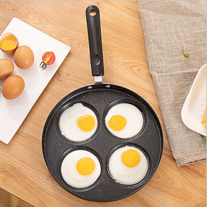 4 Hole Non-stick Frying Pan Carbon Steel Hybrid Egg Omelet Frying Pan