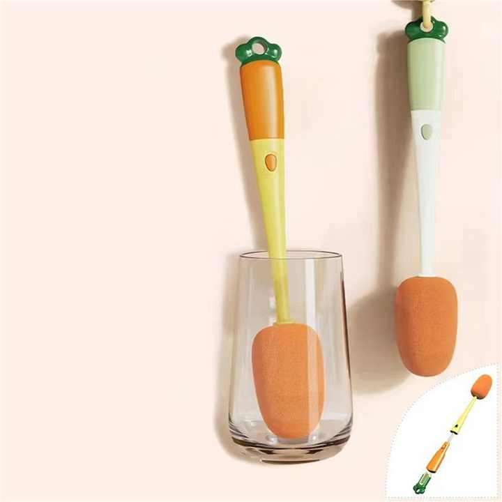 Multifunctional Sponge Long Handle Cup Brush 3in1 Cleaning Brush Cleaning Notches