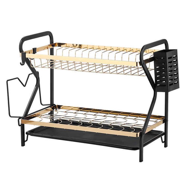 Dish Drainer Organizer Includes Removable Cutlery and Cup Holder for Kitchen