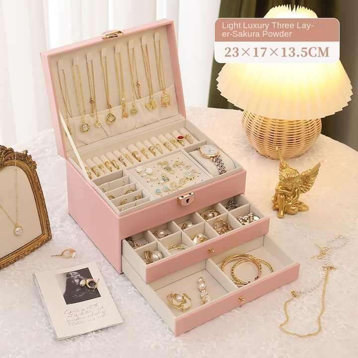 Luxury Ring Necklace Jewelry Boxes Packaging Case PU Leather Earring for Storage Jewellery Box Organ