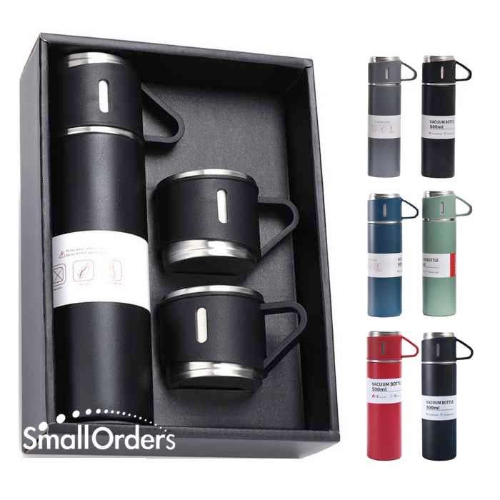 Travel Coffee Tea Thermos Vacuum Flask 500ml Stainless Steel Water Bottle Gift Set with 3 Lids