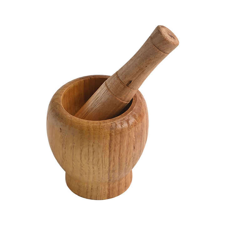 Solid Wood Garlic Pounder, Herb Grinding Bowl, Wooden Garlic Masher, Household Wooden Mortar for Min