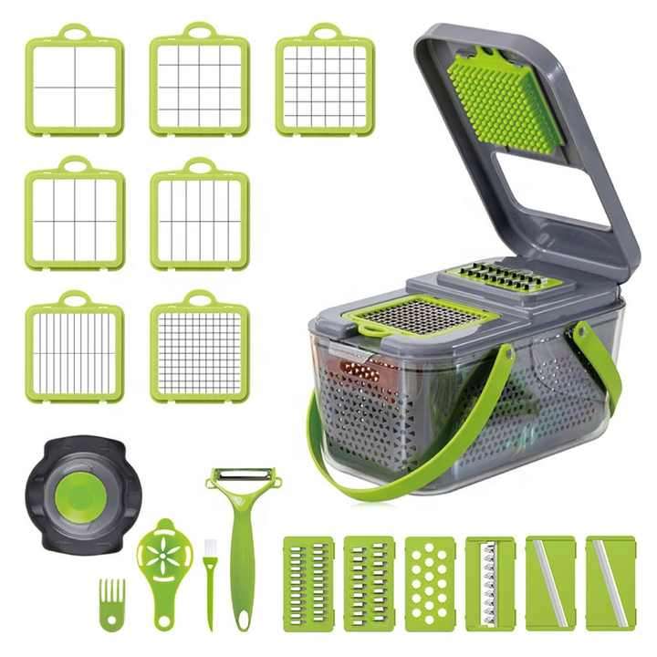 New Muti-funcational Kitchen Gadgets Tool Plastic 18 in 1 Shredder Vegetable Chopper Cheese Grater f