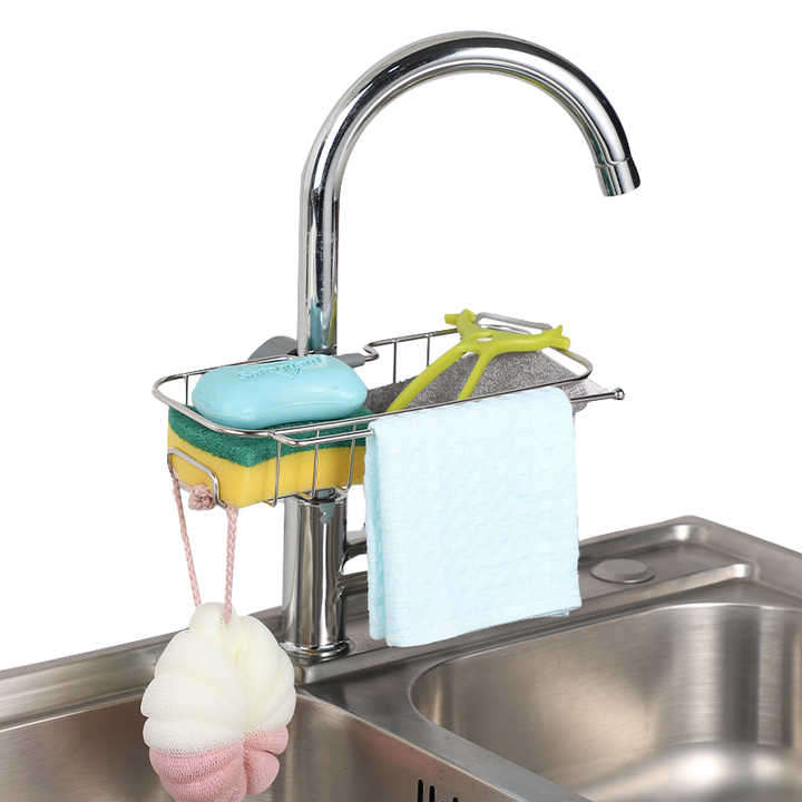 Stainless Steel Sponge Storage Bathroom Faucet Storage Rack Kitchen Faucet Storage Rack