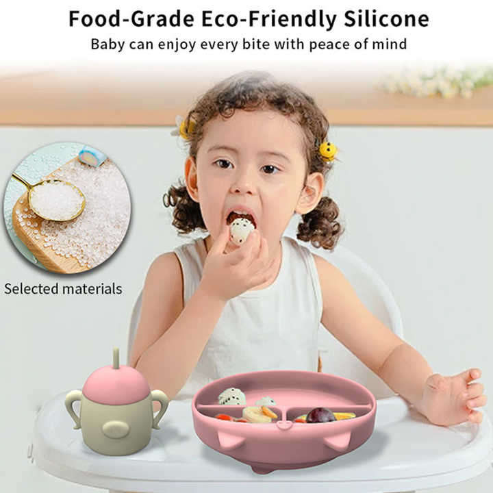 Food Grade Plates with Suction Suction Feeding Gift Bamboo Suction Plate Bowl and Spoon Silicone Ba