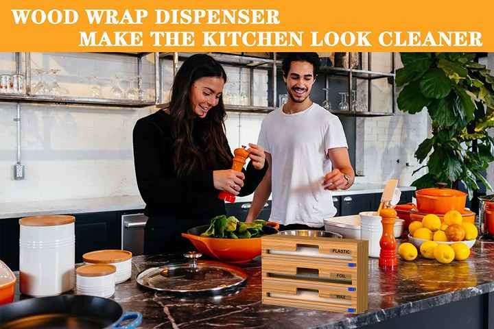 34X16X8CM Plastic Wrap Dispenser with Cutter,Aluminum Foil Dispenser with Cutter for Kitchen,Foil an