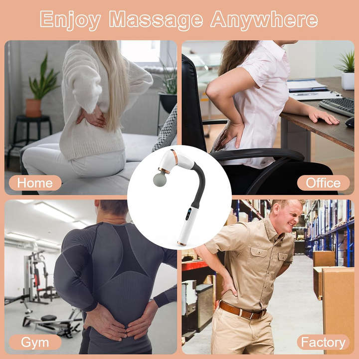 Custom Long Handle Extended Deep Tissue Back Massager Pain Relief Cordless 4 Massage Heads Massage G