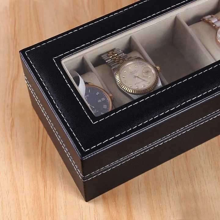 6 Grids Watch Box PU Leather Watch Case Holder Organizer Storage Box for Quartz Watches Jewelry Boxe