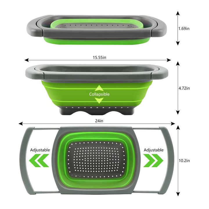 Hot Sale Family Used Foldable Colander Collapsible Drain Basket Expandable Kitchen Filter Sink Strai