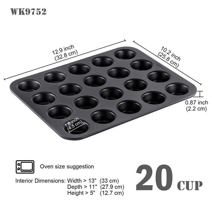 24CUPS Non Stick Carbon Steel Mini Muffin Baking Cups Cake Tray for Muffins