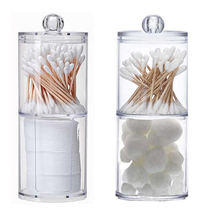 Container Clear Makeup Cotton Round Pad Dispenser Bathroom Vanity Organizer With Lid