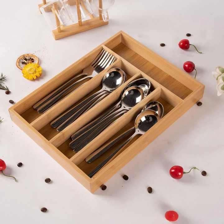 New Design Knife and Fork Storage Box Wooden Multifunction Large Capacity Storage Box