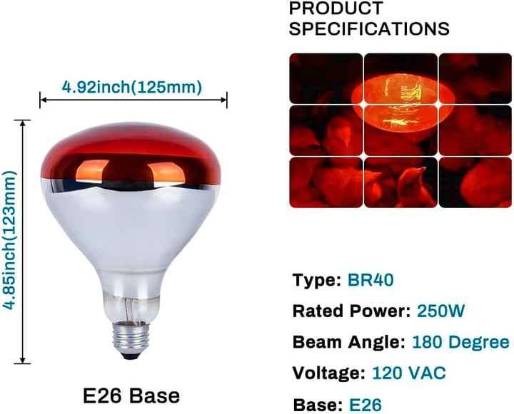 Warming Bathroom Red Heat Lamp Thermal Lamp Livestock Heating Pet Infrared Amphibian Heating Lamp