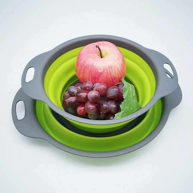 BPA Free Heat Resistant Drainer Steam Basket Kitchen Collapsible Colander with Handle