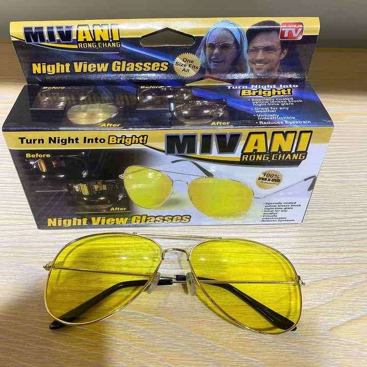 Car Drivers Alloy Night Vision Sunglasses Yellow Lens Anti-glare Night Driving Glasses