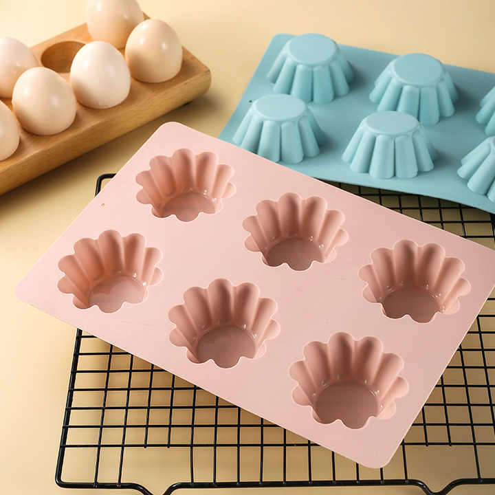 6-Piece Creative Silicone Cake Mold PC Flower-Shaped Muffin Cup for Baking Kitchen Household Pudding