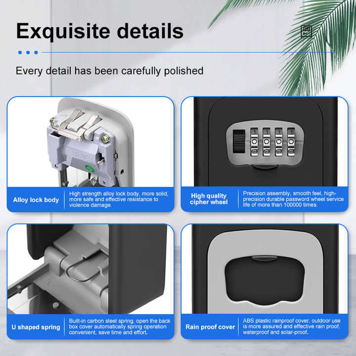 Custom 4 Digital Lock Box Colorful Wall Mount Key Safe Lock Box Combination Storage Key Lock Box