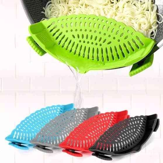 Adjustable Heat-Resistant Silicone Food Strainer Pasta Vegetables Noodles Food-Grade