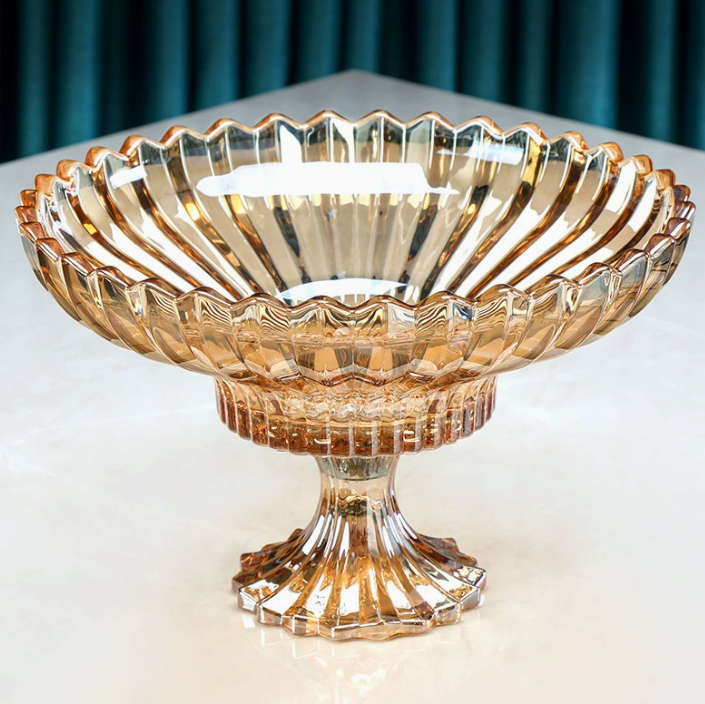 Fruit Plate Glass Bowl Gold