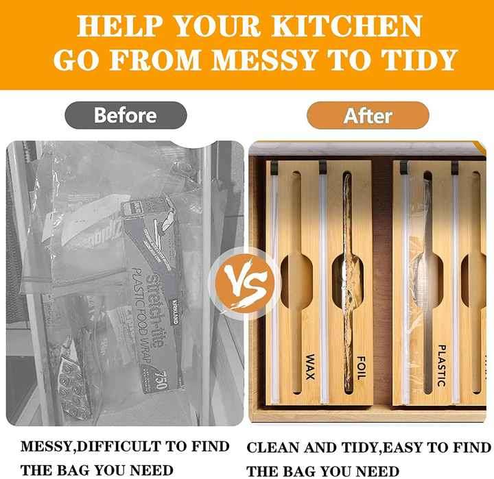 34X16X8CM Plastic Wrap Dispenser with Cutter,Aluminum Foil Dispenser with Cutter for Kitchen,Foil an