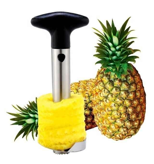 Stainless Steel Fruit Tools Easy-Use Manual Pineapple Peeler Corer Slicer Cutter with Metal Blade AB