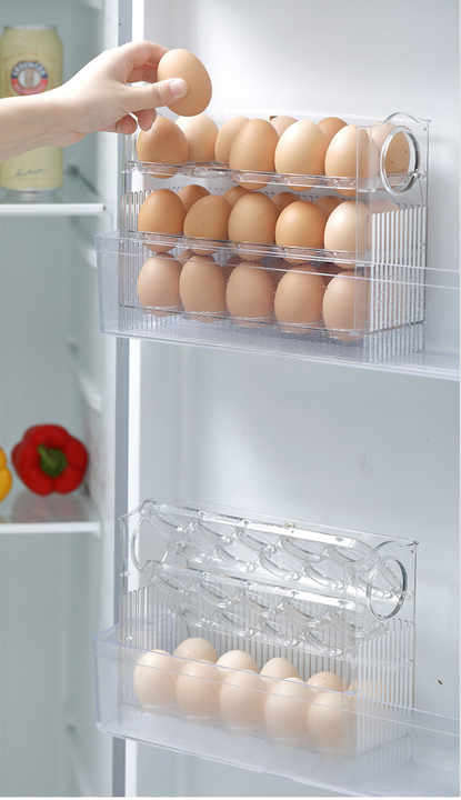 30 Eggs Flip Type Eggs Storage Rack Stand Holder for Refrigerator Organizer Box Egg Container Fresh