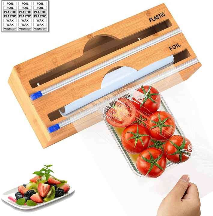 34X16X8CM Plastic Wrap Dispenser with Cutter,Aluminum Foil Dispenser with Cutter for Kitchen,Foil an