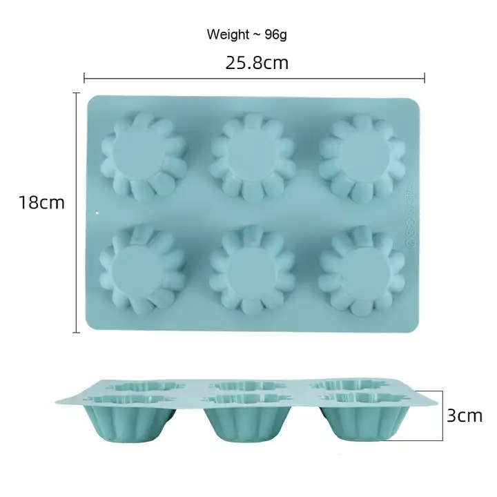 6-Piece Creative Silicone Cake Mold PC Flower-Shaped Muffin Cup for Baking Kitchen Household Pudding
