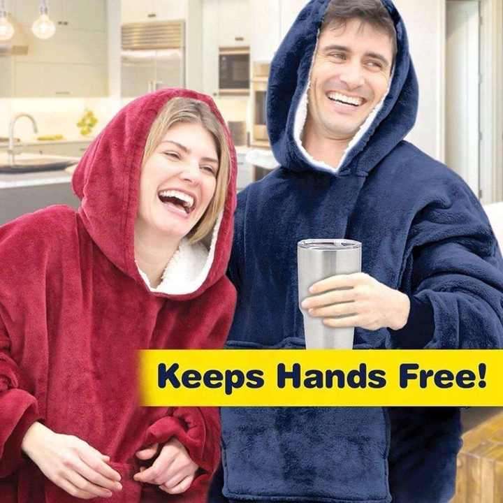 Winter Hooded TV Blankets Fleece Sherpa Super Soft Warm Outdoor Pocket Hoodie Adult Blanket With Sle