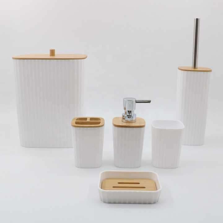 Modern 6PCS Plastic Bathroom Set Home Decor Bathroom Sets for Hotel