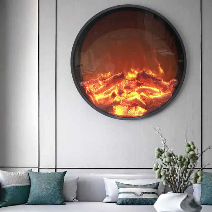 Indoor Floating Electric Fireplace Paves the Way to a Cozy Atmosphere.