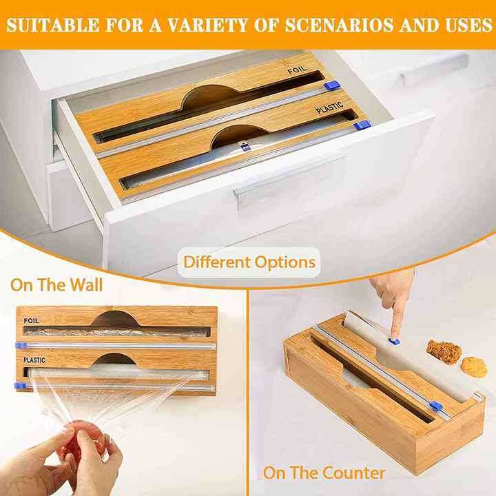 34X16X8CM Plastic Wrap Dispenser with Cutter,Aluminum Foil Dispenser with Cutter for Kitchen,Foil an