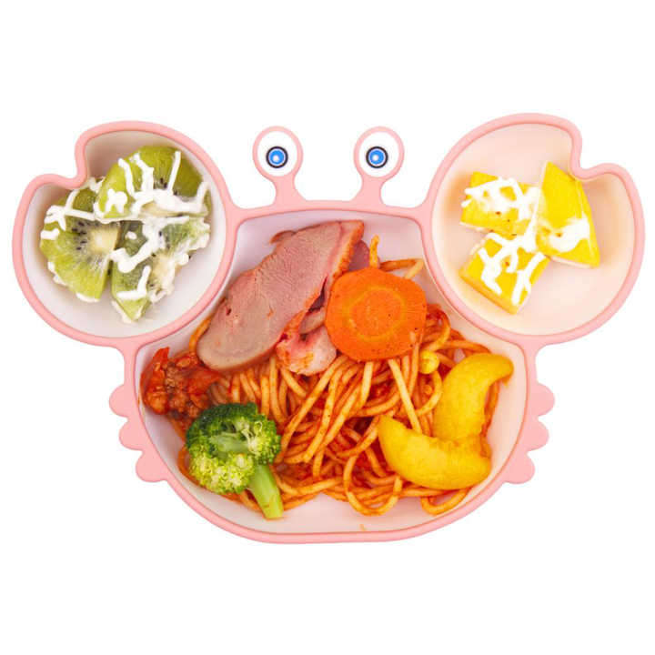 Children Feeding Plate Non-Slip Baby Food Feeding Bowl for Baby Dishes Silicone Suction Cute Crab Pl