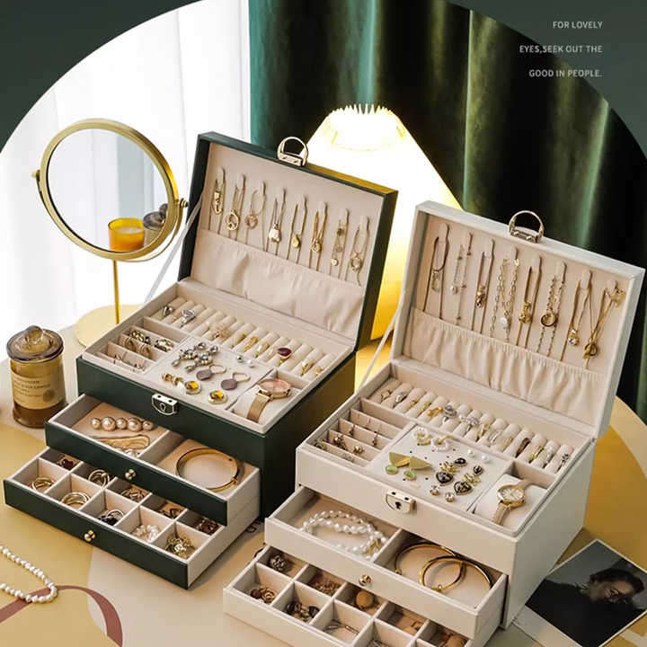Luxury Ring Necklace Jewelry Boxes Packaging Case PU Leather Earring for Storage Jewellery Box Organ