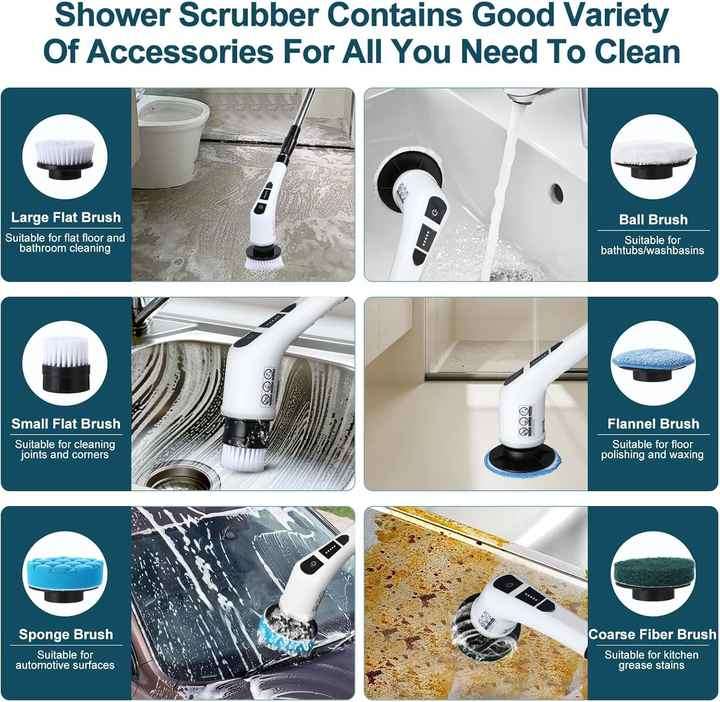 Spin Scrubber Detachable Kitchen Cleaning Tool Cordless 7-In-1 Home Multifunction Bathroom Cleaning