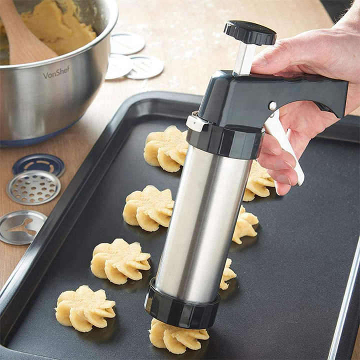 Household Stainless Steel Biscuit Press Gun Manual Cookie Baking Decorate Gun 13 Pack Kitchen Biscui