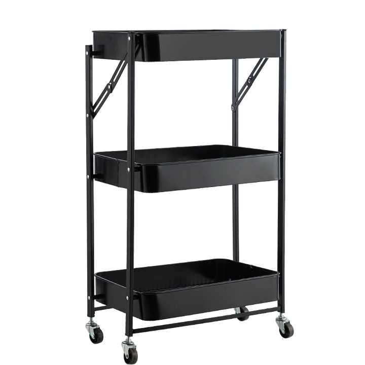 3 TIER FOLDABLE TROLLEY WITH WHEELS