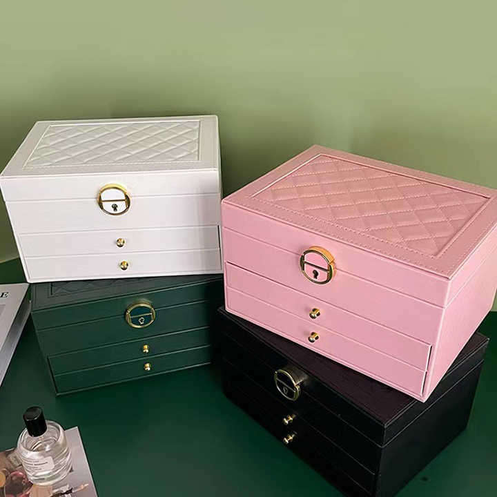 Luxury Ring Necklace Jewelry Boxes Packaging Case PU Leather Earring for Storage Jewellery Box Organ