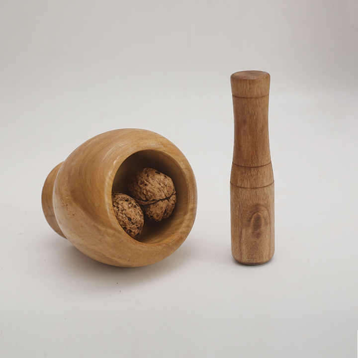 Solid Wood Garlic Pounder, Herb Grinding Bowl, Wooden Garlic Masher, Household Wooden Mortar for Min