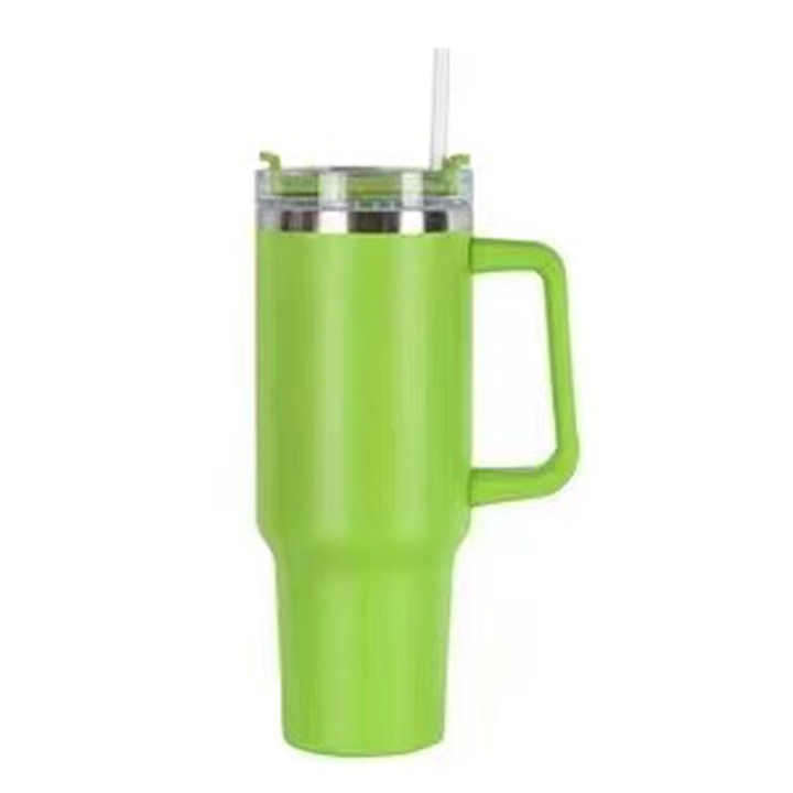 1.2l Large Capacity Vacuum-insulated Stainless Steel Travel Coffee Mug With Straw Cup and Handle