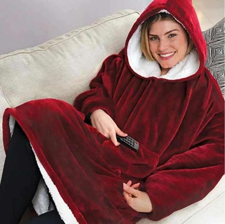 Winter Hooded TV Blankets Fleece Sherpa Super Soft Warm Outdoor Pocket Hoodie Adult Blanket With Sle