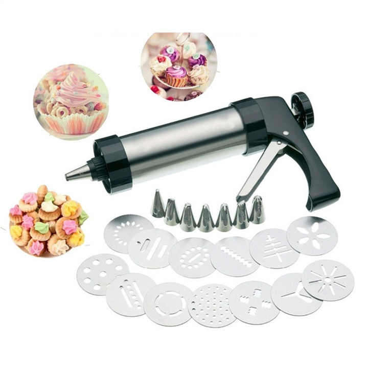 Household Stainless Steel Biscuit Press Gun Manual Cookie Baking Decorate Gun 13 Pack Kitchen Biscui